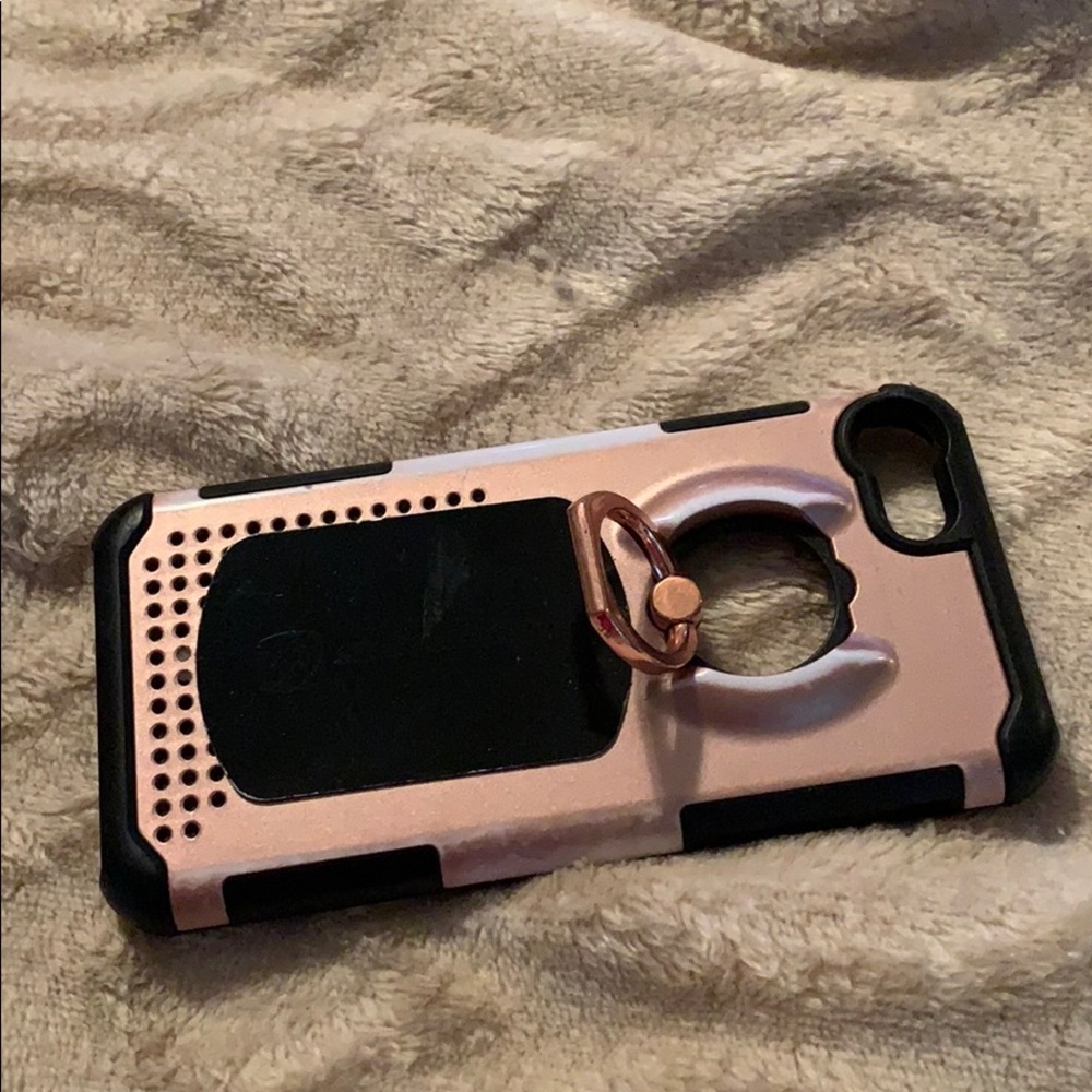 iPhone 7/8 rose colored case with finger hold